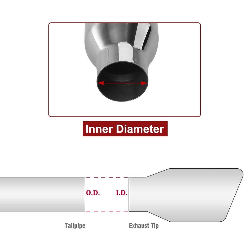 Upower Exhaust Tip 2.5" Inlet x 3.5" Outlet x 18" Overall Length Universal Trucks Car Stainless Steel Weld On Exhaust Tailpipe 2.5" to 3.5" 18" Long (2PCS) - Image 3